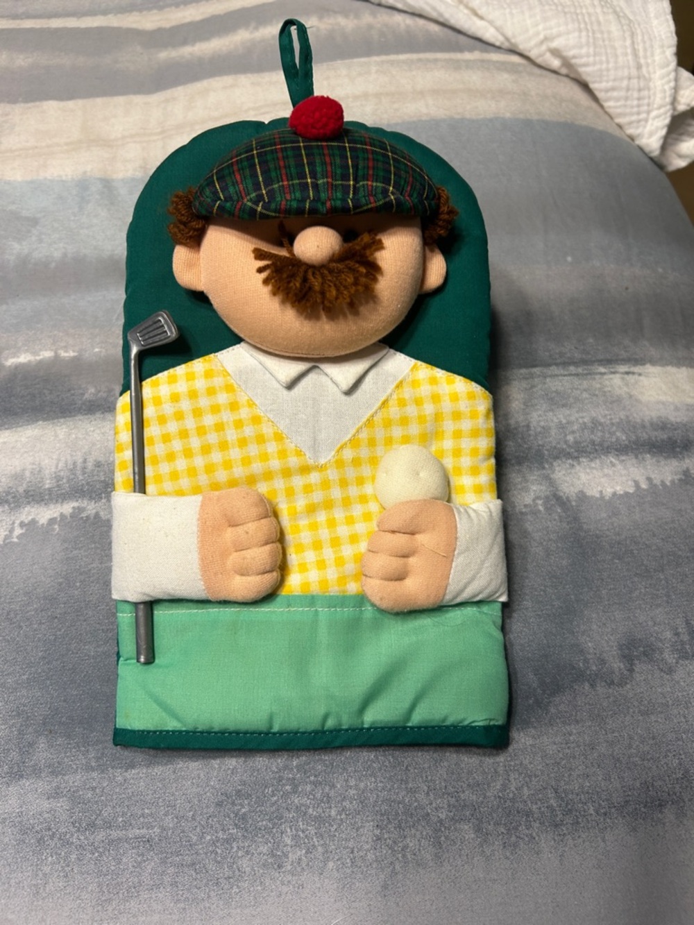 Golf Golfer Plush Oven Mitt in Green and Yellow